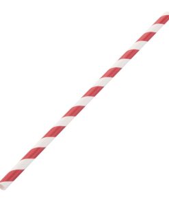 Fiesta Green Compostable Paper Straws Red Stripes (Pack of 250) (DE927)