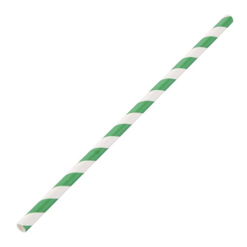 Fiesta Green Compostable Paper Straws Green Stripes (Pack of 250) (DE928)