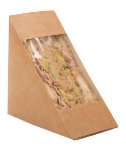 Colpac Recyclable Kraft Front-Loading Sandwich Wedges With PLA Window (Pack of 500) (DF605)
