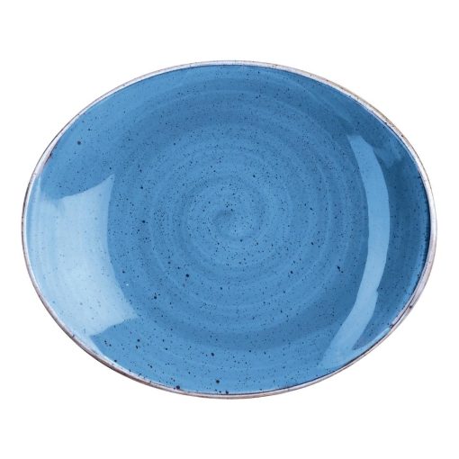 Churchill Stonecast Oval Plate Cornflower Blue 197 x 160mm (Pack of 12) (DF775)