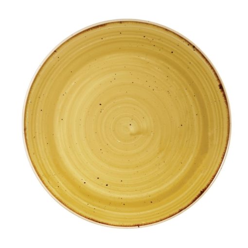 Churchill Stonecast Round Coupe Plate Mustard Seed Yellow 220mm (Pack of 12) (DF786)