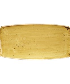 Churchill Stonecast Rectangular Plate Mustard Seed Yellow 295 x 150mm (DF791)