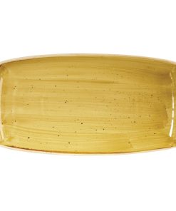 Churchill Stonecast Rectangular Plate Mustard Seed Yellow 350 x 185mm (DF792)