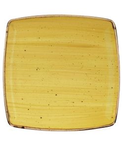 Churchill Stonecast Deep Square Plate Mustard Seed Yellow 260mm (Pack of 6) (DF793)