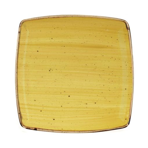 Churchill Stonecast Deep Square Plate Mustard Seed Yellow 260mm (Pack of 6) (DF793)