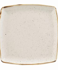 Churchill Stonecast Deep Square Plate Barley White 260mm (Pack of 6) (DK529)