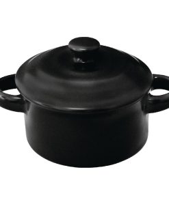 Olympia Mini Round Pots Black 142ml 5oz (Pack of 4) (DK820)