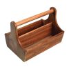 Acacia Wood Condiment Basket with Handle (DL148)