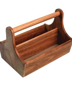 Acacia Wood Condiment Basket with Handle (DL148)