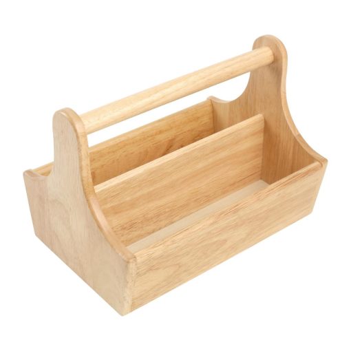Hevea Wood Condiment Basket with Handle (DL149)