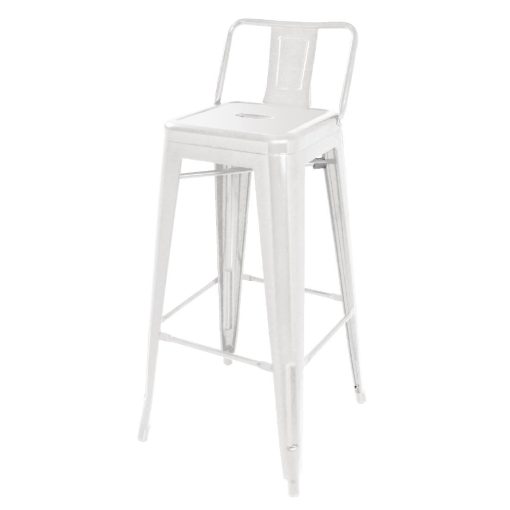 Bolero Bistro Steel High Stool With Backrest White (Pack of 4) (DL890)