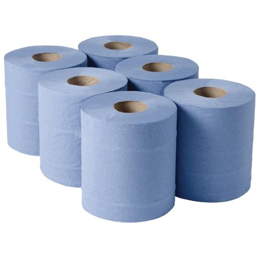 Jantex Centrefeed Blue Rolls 2-Ply 120m (Pack of 6) (DL921)