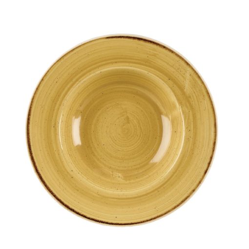 Churchill Stonecast Round Wide Rim Bowl Mustard Seed Yellow 240mm (Pack of 12) (DM469)