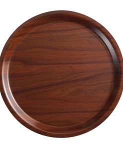 Cambro Mykonos Laminate Round Canteen Tray Walnut 380mm (DM798)