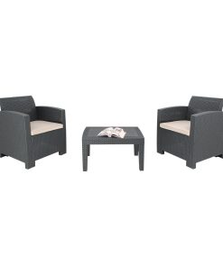 Bolero PP Armchair and Table Wicker Set Grey (DR309)