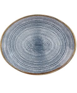 Churchill Studio Prints Homespun Oval Coupe Plates Slate Blue 317mm (Pack of 12) (DS527)