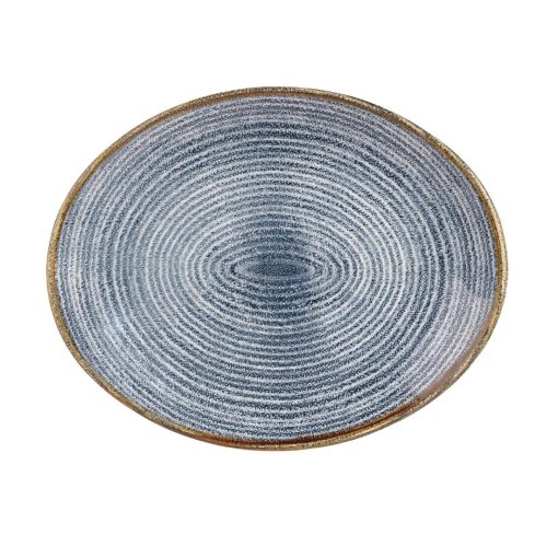 Churchill Studio Prints Homespun Oval Coupe Plates Slate Blue 317mm (Pack of 12) (DS527)