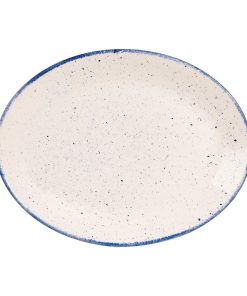 Churchill Stonecast Hints Oval Plates Indigo Blue 305mm (Pack of 12) (DS588)