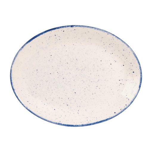 Churchill Stonecast Hints Oval Plates Indigo Blue 305mm (Pack of 12) (DS588)