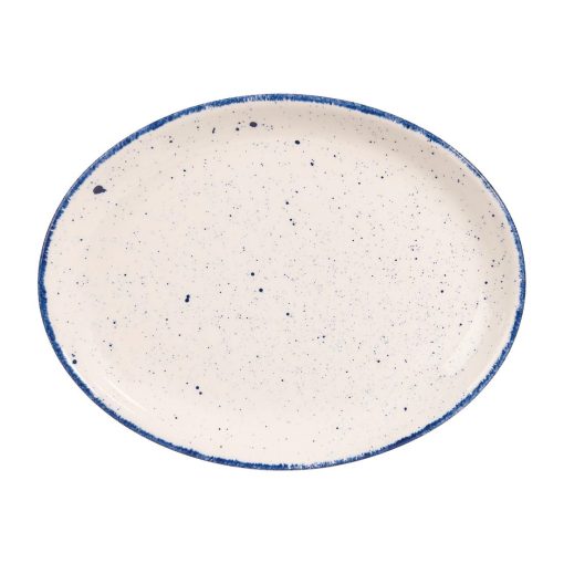 Churchill Stonecast Hints Oval Plates Indigo Blue 254mm (Pack of 12) (DS589)