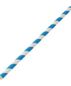 Utopia Biodegradable Paper Straws Blue Stripes (Pack of 250) (DW198)