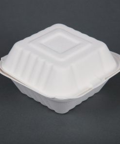 Fiesta Green Compostable Bagasse Burger Boxes with Side Ridges 152mm (Pack of 500) (DW246)