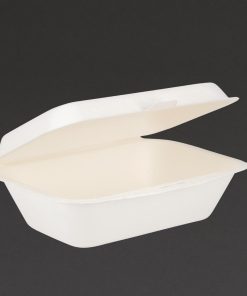 Fiesta Green Compostable Bagasse Hinged Food Containers 182mm (DW248)
