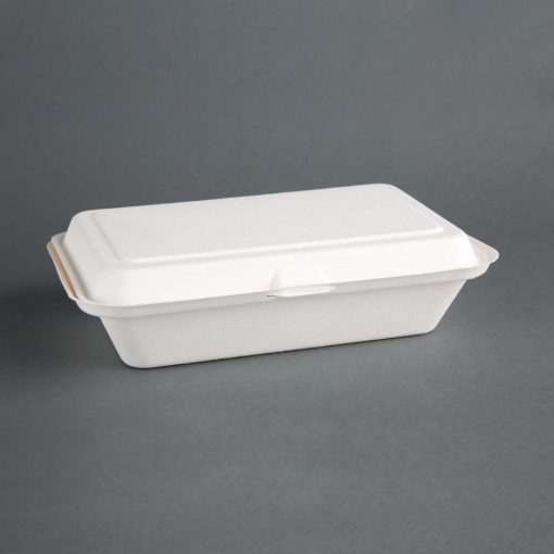 Fiesta Green Compostable Bagasse Hinged Food Containers 248mm (DW249)