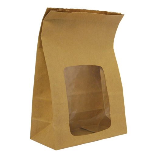 Vegware Compostable Kraft Sandwich Bags With NatureFlex Window (Pack of 250) (DW636)