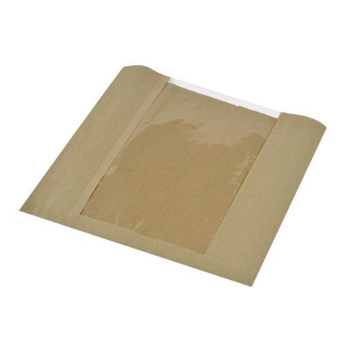 Vegware Compostable Kraft Sandwich Bags With PLA Window Large (Pack of 1000) (DW638)
