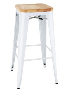 Bolero Bistro High Stools with Wooden Seatpad White (Pack of 4) (DW739)
