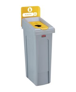Rubbermaid Slim Jim Plastic Recycling Station Yellow 87Ltr (DY085)