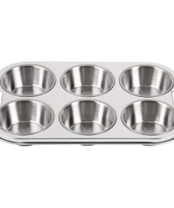 Vogue Stainless Steel Deep Muffin Tray 6 Cup (E714)