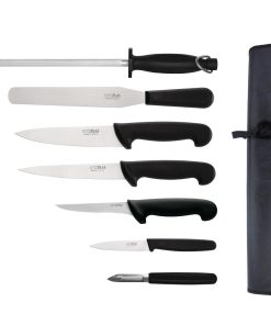 Hygiplas 7 Piece Starter Knife Set With 20cm Chef Knife and Roll Bag (F222)