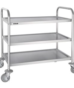 Vogue Stainless Steel 3 Tier Clearing Trolley Medium (F994)