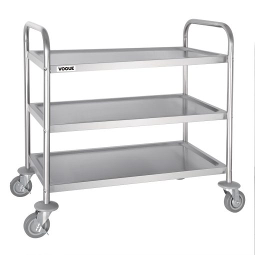 Vogue Stainless Steel 3 Tier Clearing Trolley Medium (F994)