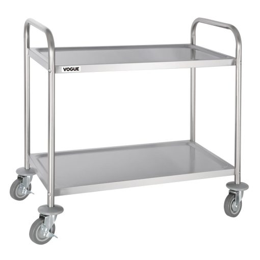 Vogue Stainless Steel 2 Tier Clearing Trolley Medium (F997)