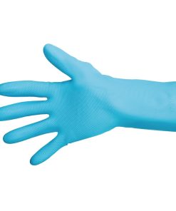 MAPA Vital 117 Liquid-Proof Light-Duty Janitorial Gloves Blue Large (FA291-L)