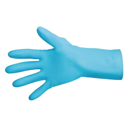 MAPA Vital 117 Liquid-Proof Light-Duty Janitorial Gloves Blue Medium (FA291-M)