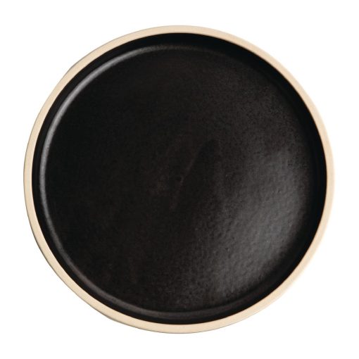 Olympia Canvas Flat Round Plate Delhi Black 180mm (Pack of 6) (FA314)