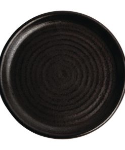 Olympia Canvas Small Rim Round Plate Delhi Black 180mm (Pack of 6) (FA316)