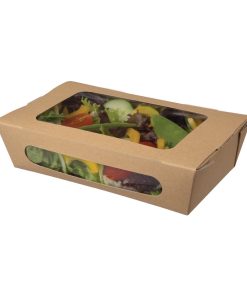 Colpac Recyclable Kraft Tuck-Top Salad Boxes With Window 1000ml / 35oz (Pack of 200) (FA372)