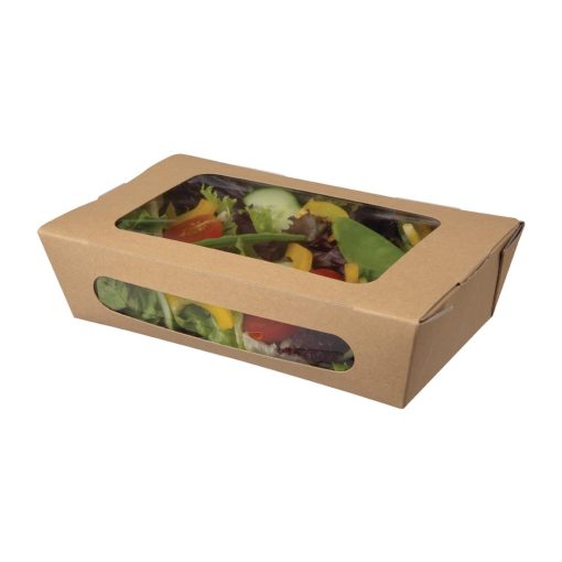 Colpac Recyclable Kraft Tuck-Top Salad Boxes With Window 1000ml / 35oz (Pack of 200) (FA372)