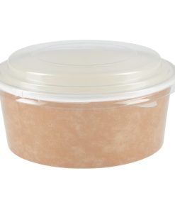 Colpac Recyclable Kraft Salad Pots With Lid Small 700ml / 24oz (Pack of 150) (FA373)