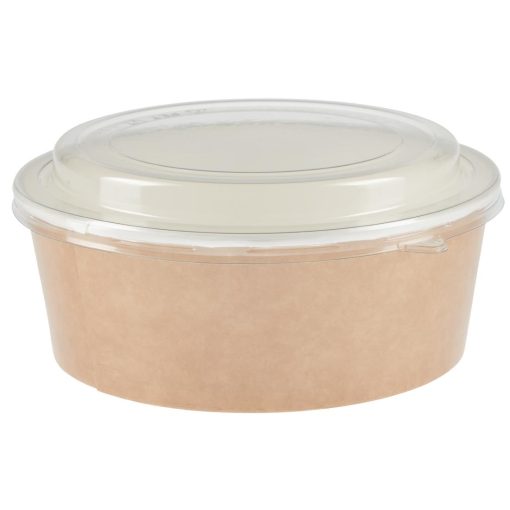 Colpac Recyclable Kraft Salad Pots With Lid Large 1300ml / 45oz (Pack of 150) (FA374)