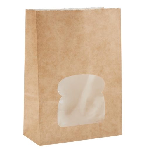 Colpac Recyclable Paper Sandwich Bags With Window Kraft (Pack of 250) (FA382)