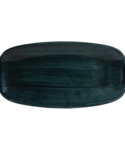 Churchill Stonecast Patina Oblong Chef Plates Rustic Teal 298 x 153mm (Pack of 12) (FA598)