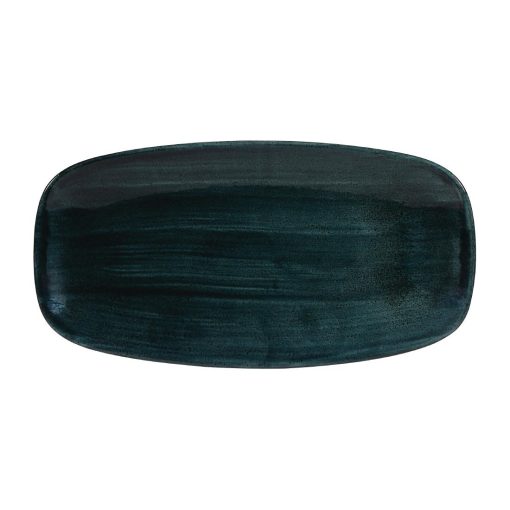 Churchill Stonecast Patina Oblong Chef Plates Rustic Teal 298 x 153mm (Pack of 12) (FA598)