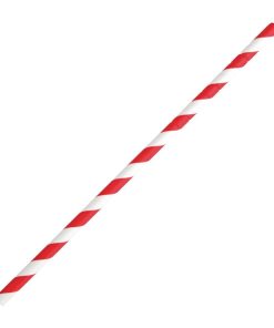 Fiesta Green Compostable Bendy Paper Straws Red Stripes (Pack of 250) (FB142)