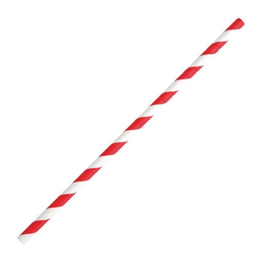 Fiesta Green Compostable Bendy Paper Straws Red Stripes (Pack of 250) (FB142)